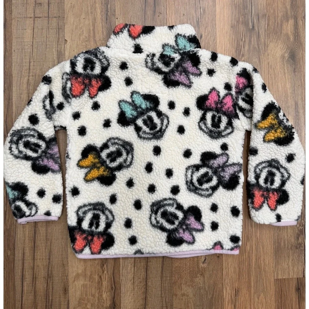 Disney Jumping Beans Minnie Mouse Sherpa Fleece Jacket Girls 3T Full Zip